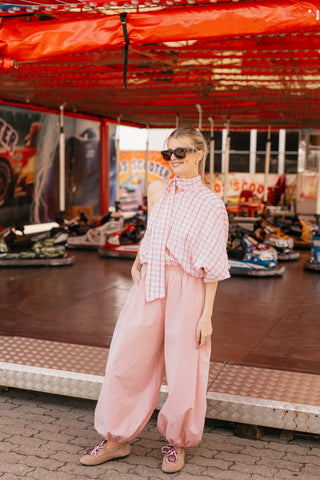 NOOR OFF SHOULDER BLOUSE VICHY PINK