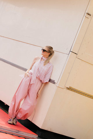 NOOR OFF SHOULDER BLOUSE VICHY PINK