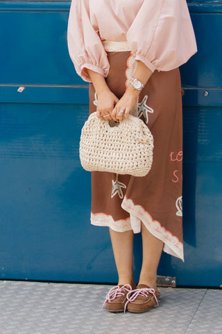 SUE SATIN WRAPSKIRT BROWN
