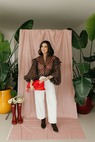 CLARA BLOUSE POLKADOT BROWN