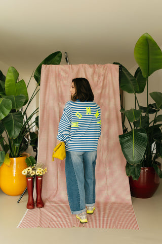 CORA SWEATER 'MOMMY' STRIPES BLUE/WHITE