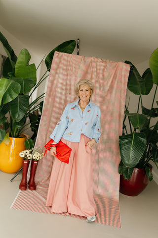 ELOISE BLOUSE STRIPES BLUE FLOWERS