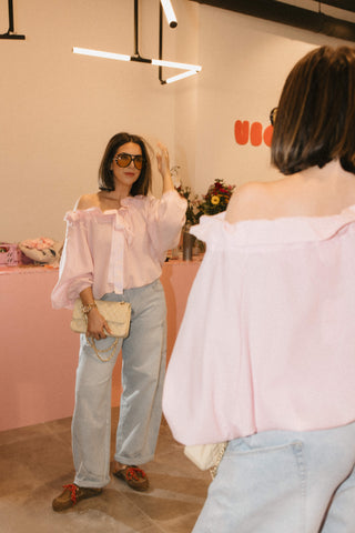 RUNE OFF SHOULDER BLOUSE BABYPINK