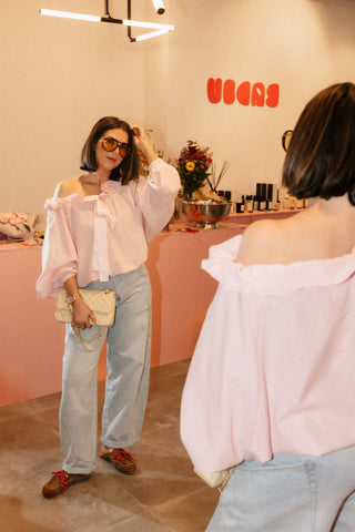 RUNE OFF SHOULDER BLOUSE BABYPINK