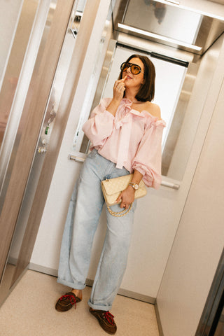 RUNE OFF SHOULDER BLOUSE BABYPINK