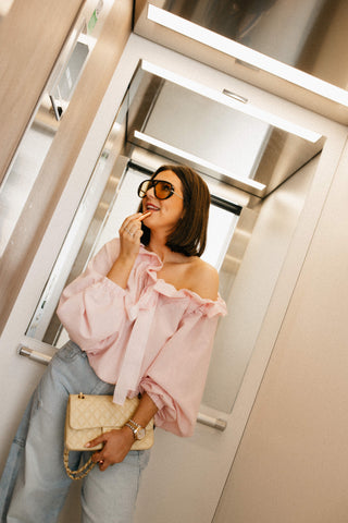RUNE OFF SHOULDER BLOUSE BABYPINK