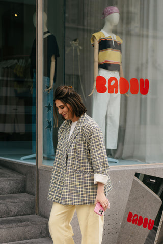 ELLIE BLAZER CHECKERED NAVY / YELLOW
