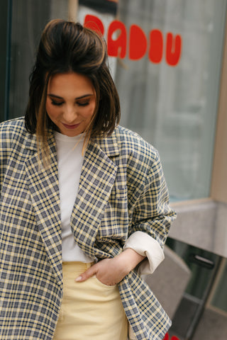 ELLIE BLAZER CHECKERED NAVY / YELLOW