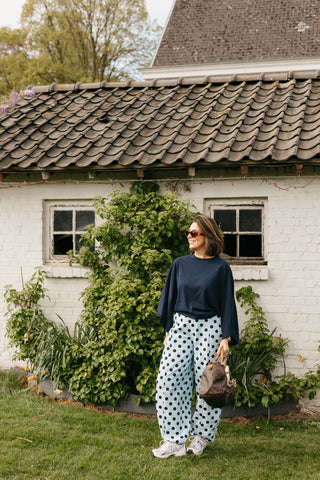 CHARLES POLKADOT TROUSERS NAVY