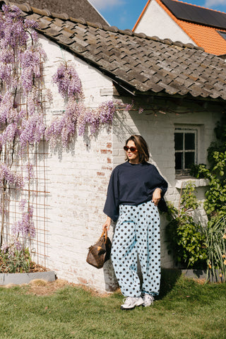 CHARLES POLKADOT TROUSERS NAVY