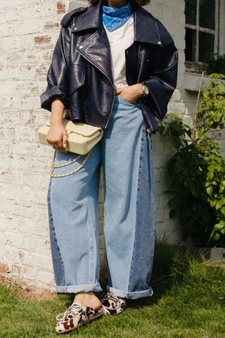 CLEO BARREL TWO-COLOR JEANS