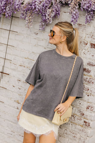 LOU GRAPHIC T-SHIRT WASHED GREY