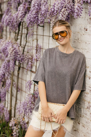 LOU GRAPHIC T-SHIRT WASHED GREY