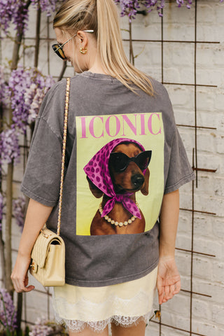 LOU GRAPHIC T-SHIRT WASHED GREY