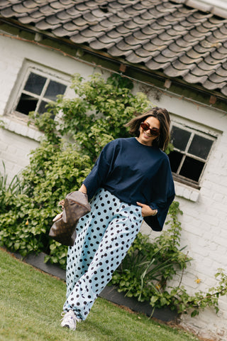 CHARLES POLKADOT TROUSERS NAVY