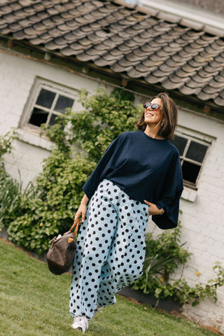CHARLES POLKADOT TROUSERS NAVY