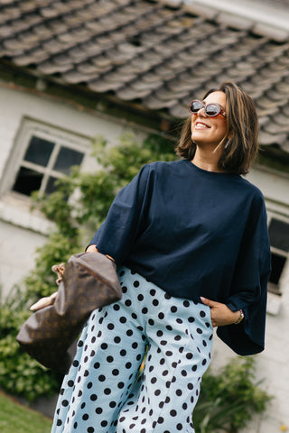 CHARLES POLKADOT TROUSERS NAVY