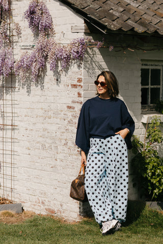 CHARLES POLKADOT TROUSERS NAVY