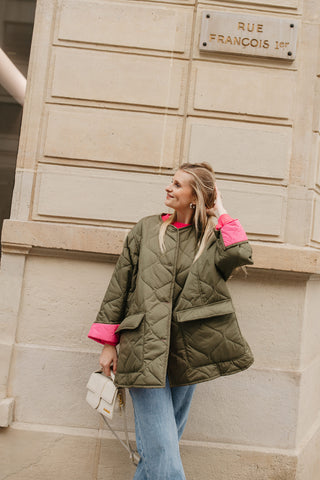 SCOUT JACKET KHAKI / PINK