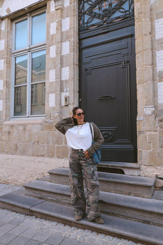 LILY LONGSLEEVE KHAKI/WHITE