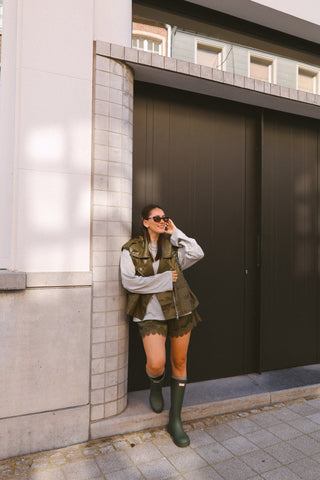 PREORDER - MILO SLEEVELESS LEATHER JACKET KHAKI