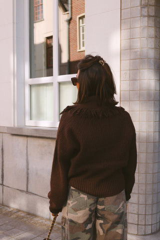 LEXI FRINGE KNIT CHOCO