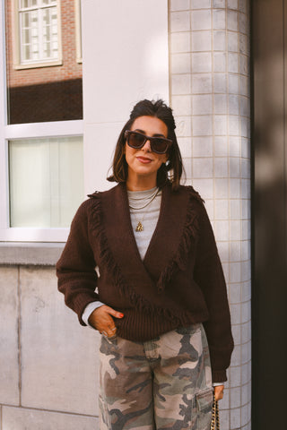 LEXI FRINGE KNIT CHOCO