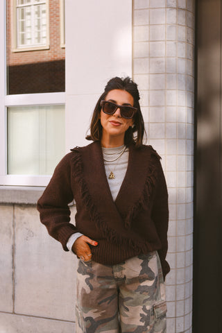 LEXI FRINGE KNIT CHOCO