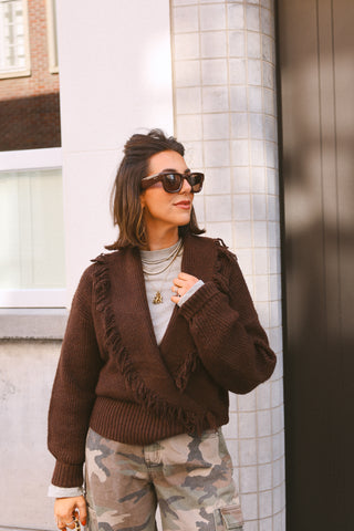 LEXI FRINGE KNIT CHOCO