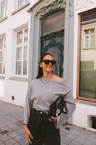 LOWIE OFF SHOULDER TOP GREY