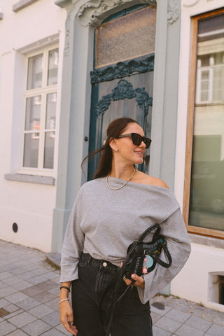 LOWIE OFF SHOULDER TOP GREY