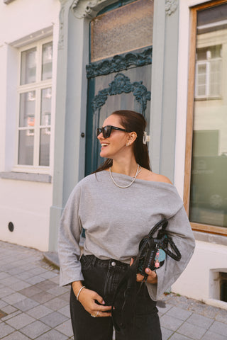 LOWIE OFF SHOULDER TOP GREY