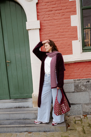 NORA BAG BURGUNDY STUDS