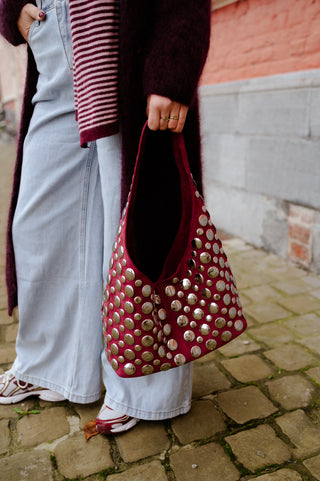 NORA BAG BURGUNDY STUDS
